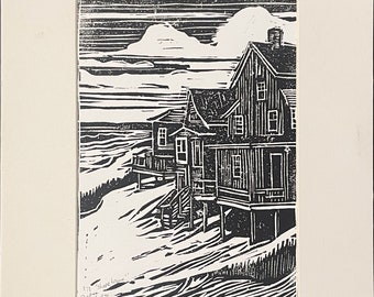 Linocut Print - Shore House