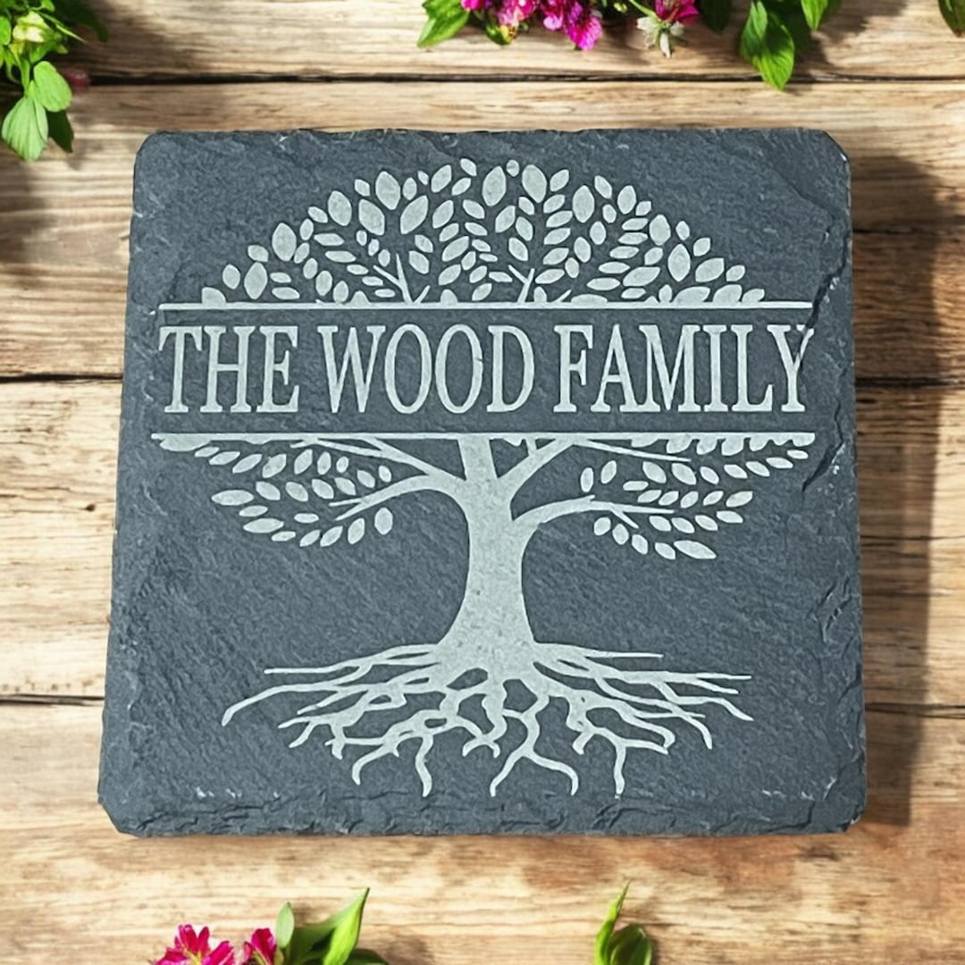 Custom Family Tree Laser Engraved Coasters Slate Coasters Custom ...