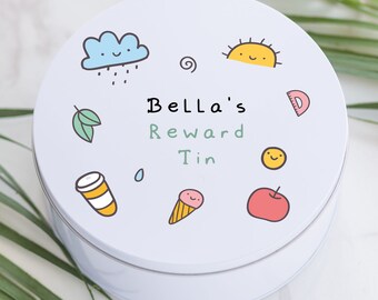 Personalised Kids Metal Round Reward Tin