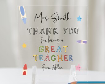 Personalised Thank You For Being A Great Teacher Acrylic Plaque