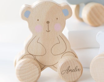 Juguete de empuje de peluche de madera personalizado