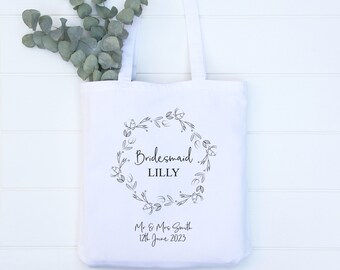 Personalised Wedding Bridesmaid Bridal Party Tote Bag | Bridesmaid Favours | Bridal Party | Gifts for Wedding | Wedding Accessories