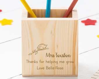 Personalised Wooden Thank You Teacher Pencil Pot