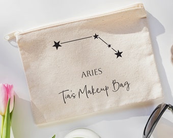 Gepersonaliseerde sterrenbeeld Zodiac cosmetische tas | Make-up tas | Huidverzorgingstas | Cadeaus voor haar | Cadeaus voor mama