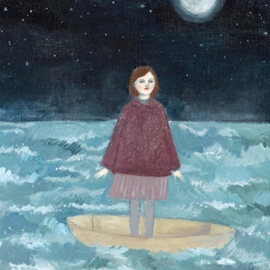 giclee print - she put her trust in the moon - limited edition giclee art print of oil painting