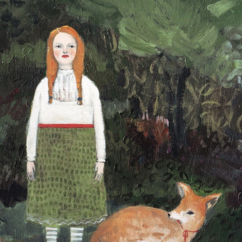 Fine art print of original oil painting they would find answers in the night limited edition fine art giclee print of girl with fox image 4