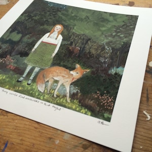 Fine art print of original oil painting they would find answers in the night limited edition fine art giclee print of girl with fox image 2