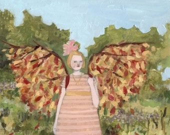 giclee print of original oil painting- bonnie wore wings of autumn  - limited edition