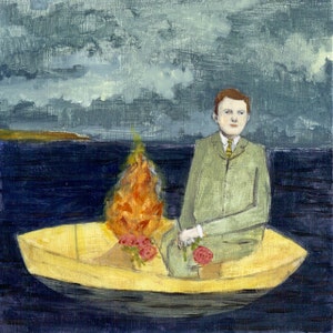 patrick set a fire to guide him on his journey - limited edition print of oil painting, wall art
