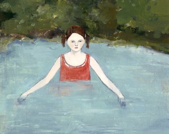 fine art print - natalie searched the waters for answers - giclee print of oil painting, wall art