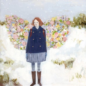 Fine art print - tess wore wings made of spring - limited edition giclee print of oil painting, wall art