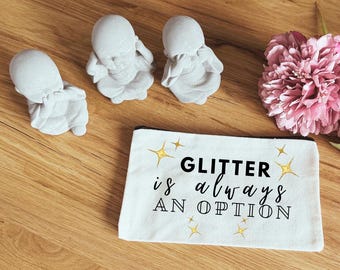 Glitter is always an option- cosmetic bag for make-up, tablets, pens, cotton pouch, gift idea, travel case, medicine bag