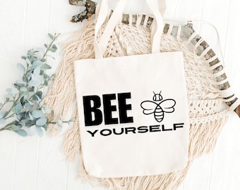 BEE YOURSELF - Jute bag, shopping bag, cotton bag, handle bag, beige, robust, shopper, gift idea, pouch bag, jute bag, BEE