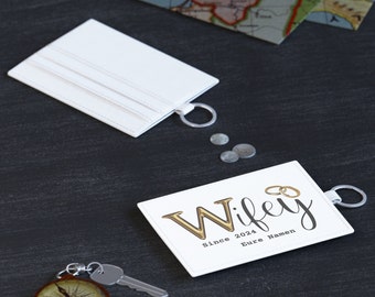 Wifey, étui à cartes, faux cuir, polyester, cadeau, personnalisé, humoristique, unique, accessoire, idée cadeau, stylé