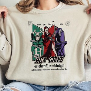 The Hex Girls Rock Band Music Halloween Sweatshirt, Retro Halloween 90&#39;s Sweat, Gift For Halloween,Concert Sweatshirt,Trendy Witch Hex Girls