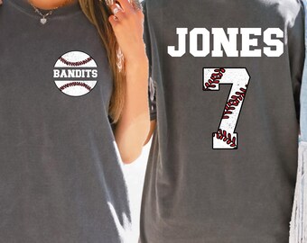 Comfort Colors Custom Baseball Shirt, Your Baseball Name And Number Shirt, Personalized Baseball Gift, Sports Tee Shirt, Baseball Lover Tee