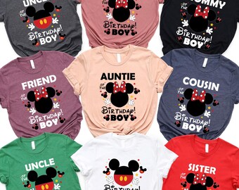 Custom Birthday Boy Group Shirt, Disneyland Birthday Family T-Shirt,Birthday Disney Family Matching Shirt, Mickey Birthday Boy Family Shirt
