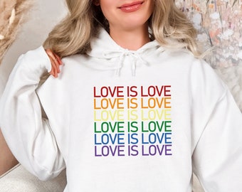 Love is Love Hoodie, Womens Love is Love Hoodie, Pride Hoodie, Mens Love is Love Hoodie, Kindness Hoodie, LGBTQ Support, Gay Pride Hoodie