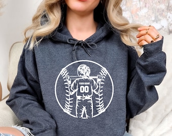Custom Baseball Hoodie, Personalization Softball Hoodie,Custom Softball Number And Name,Game Day Hoodie,Softball Team Hoodie,Softball Season