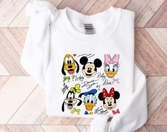 Mickey and Friends Sweatshirt, Disney Character Sweater, Minnie and Mickey Mouse Pullover, Donald Daisy Goofy Pluto Top