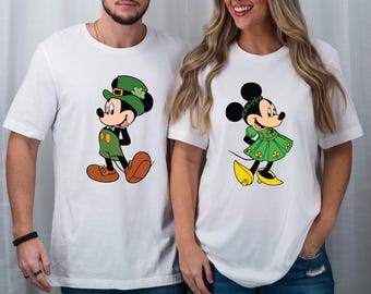Mickey and Friends Couples Disney Happy St. Patrick’s Day Shirt, WDW Disneyland Shamrock Lucky Irish Gift, Shenanigans Family Patrick’s Tees