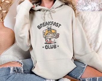 Breakfast Club Hoodie, Retro Aesthetic Breakfast Graphic Hoodie, Boho Vintage Grunge Hoodie, Trendy Oversized Hoodie