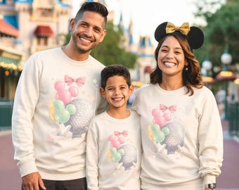 Disney Family Matching Sweatshirts, Mickey Balloon Castle Crewneck, Mom Dad Kid Disney Trip Sweater, Disney Vacation Outfit