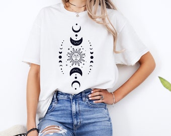 Sun And Moon Stars TShirt, Celestial Shirt, Astrology Shirt, Moon Bohemian Shirt, Boho Sun Moon T-Shirt, Mystical Tee, Spiritual Shirt