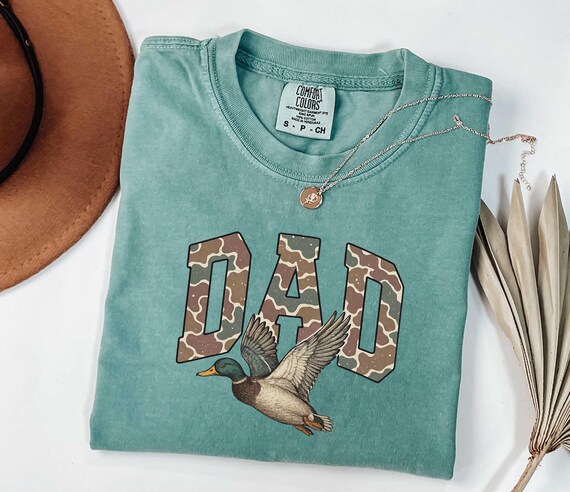 Comfort Colors Camo Dad Shirt, Father's Day Shirt, Camo Flying Mallard Duck Shirt, Duck Hunting Shirt, Mallard T-shirt, Hunting Shirt
