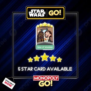 Wee Lill Wookie Monopoly_Go 5 Stern Stickers - Star Wars Go Album 1 Stück / Bestellung. Schnelle Lieferung