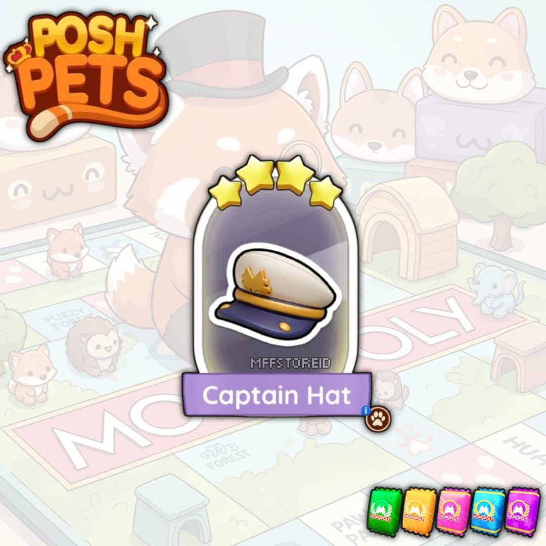Monopoly_go [ Captain Hat ] Stickers POSH PETS Album - 1 Piece / Order ...