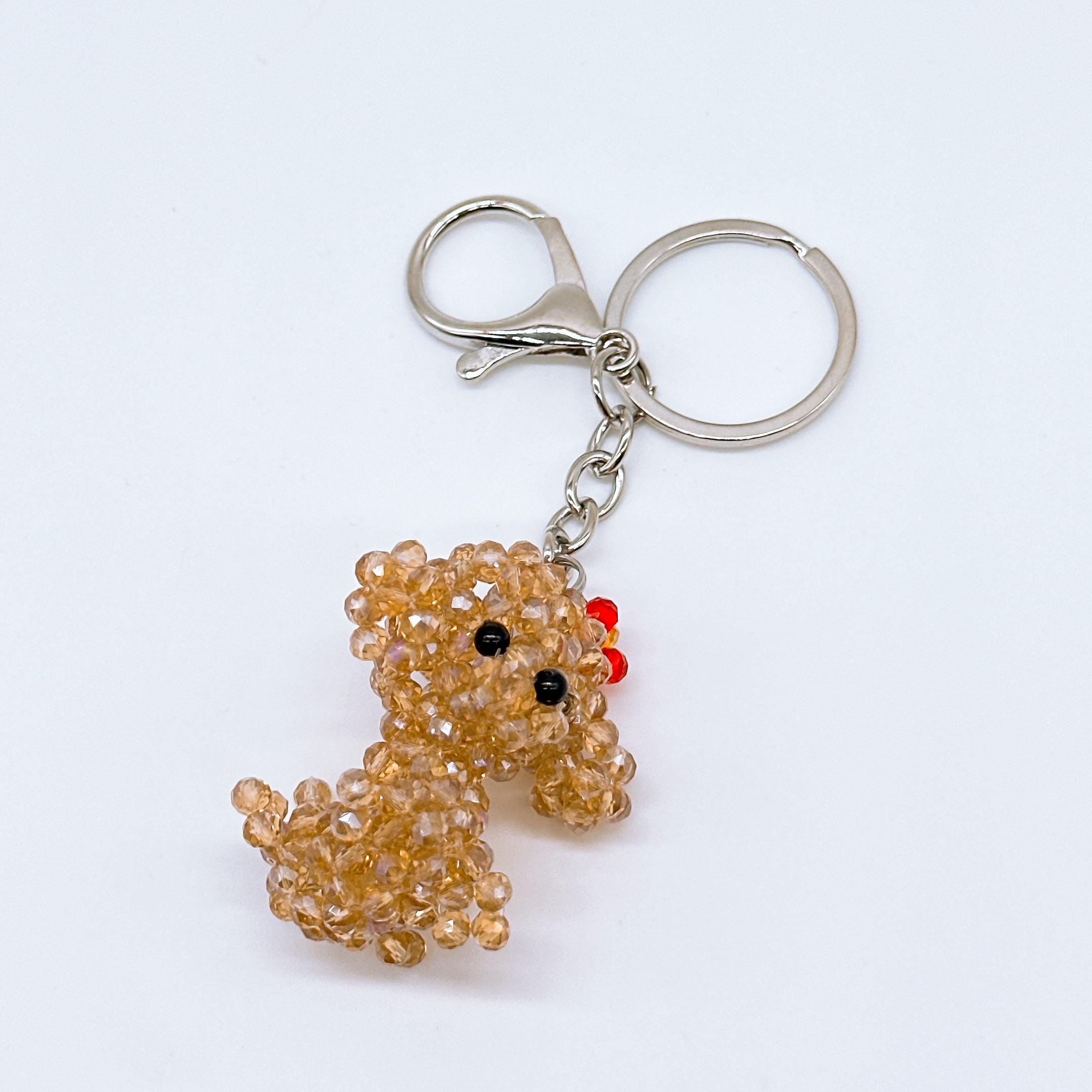 Beaded 3D Poodle Dog Bag Charm Handmade Animal Keychain - Etsy