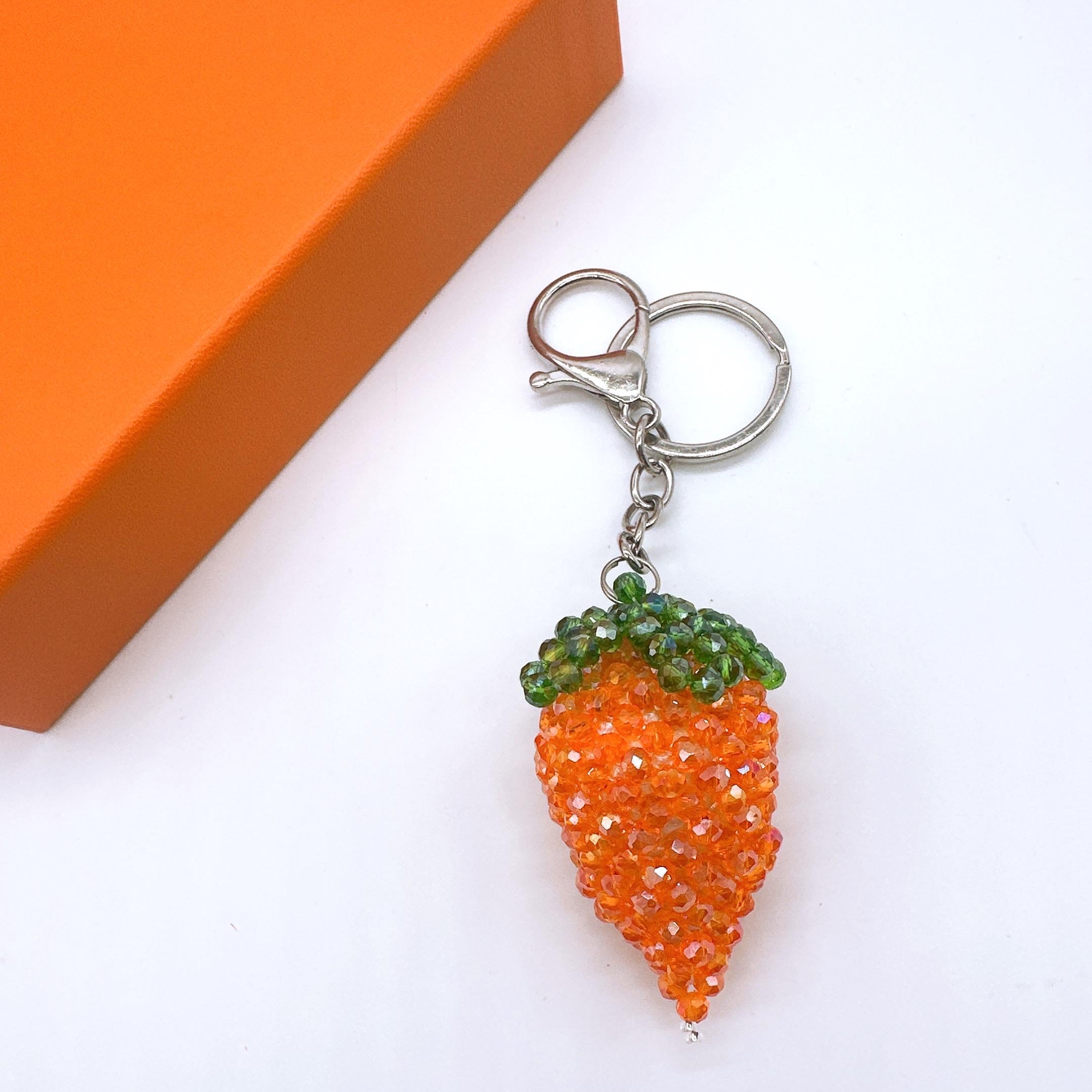 Beaded 3D Carrot Keychain Bag Charm Handmade Keychain - Etsy