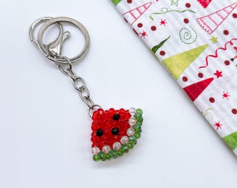 Beaded 3D watermelon slice Keychain bag charm handmade keychain