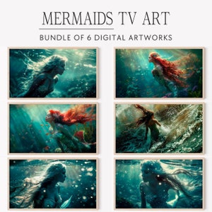 Mermaid Frame TV Art Bundle for Samsung, Real Mermaid Photography, Fantasy Underwater Ocean Art, Moody Coastal Beach Summer Tv Wallpaper 277
