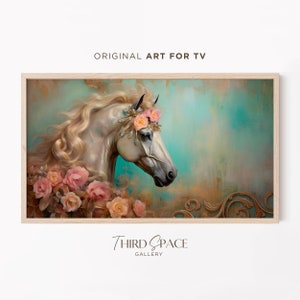 Carousel Horse Tv Samsung Frame Tv Art, Whimsical Decor, Circus Art for Kids, Dreamy Tv Wallpaper, Horse Lovers Gift, Nursery Wall Art  358