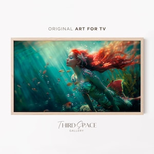 Mermaid Frame Tv Art, Ocean Tv Art, Real Mermaid Art, Fantasy Tv Art, Mermaid Photography, Mermaid with Red Hair, Samsung Art Frame Tv 86