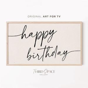 Happy Birthday TV Kunst für Samsung Rahmen, Minimalistischer Spruch, Party Feier Dekor, Eleganter Geburtstag, Digitales TV Kunst für Rahmen Display 321