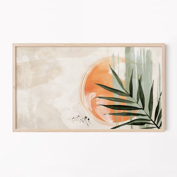 Summer Beach Frame Tv Art, Tropical Painting, Palm Leaf Tv Art, Coastal Frame Tv Art, Tv Wallpaper, Hawaii Painting, Watercolor Tropical 9