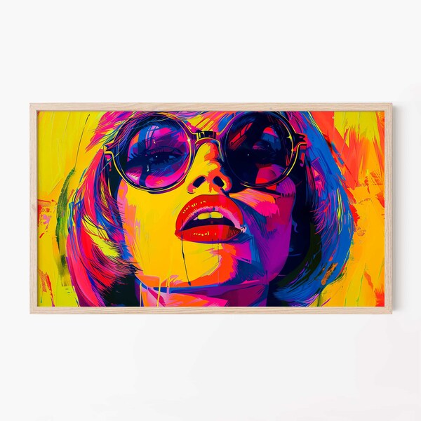 Andy Warhol Tv Art, Pop Art For Frame Tv, Retro Pop Art, Woman's Face Painting, Contemporary Design, Stylish Decor, The Frame Tv Art 54