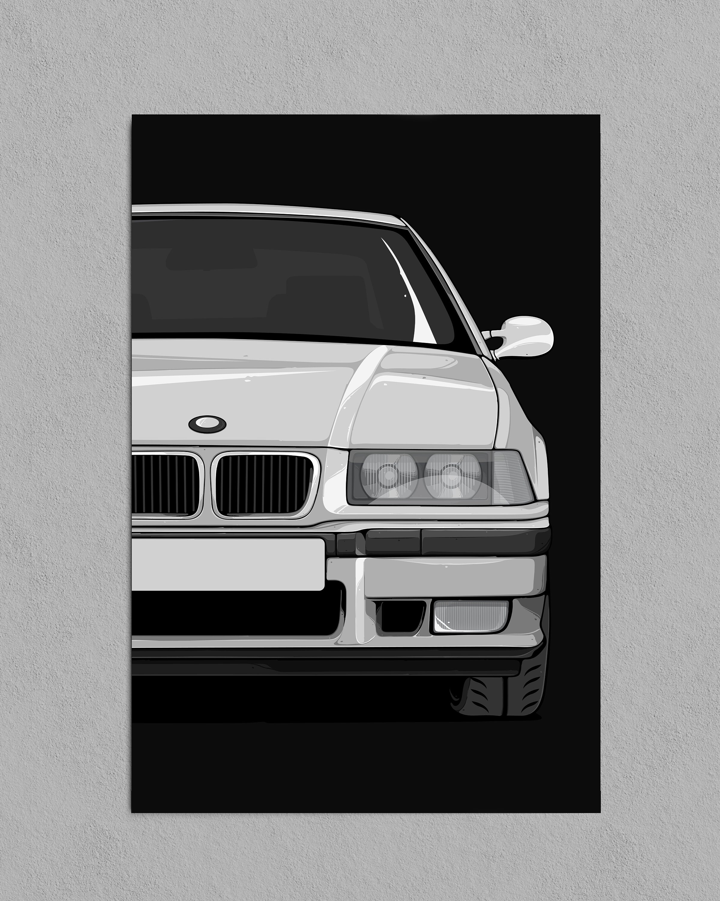 BMW E36 M3 Front, Wall Art Print, Automotive Decor, Motorsport ...