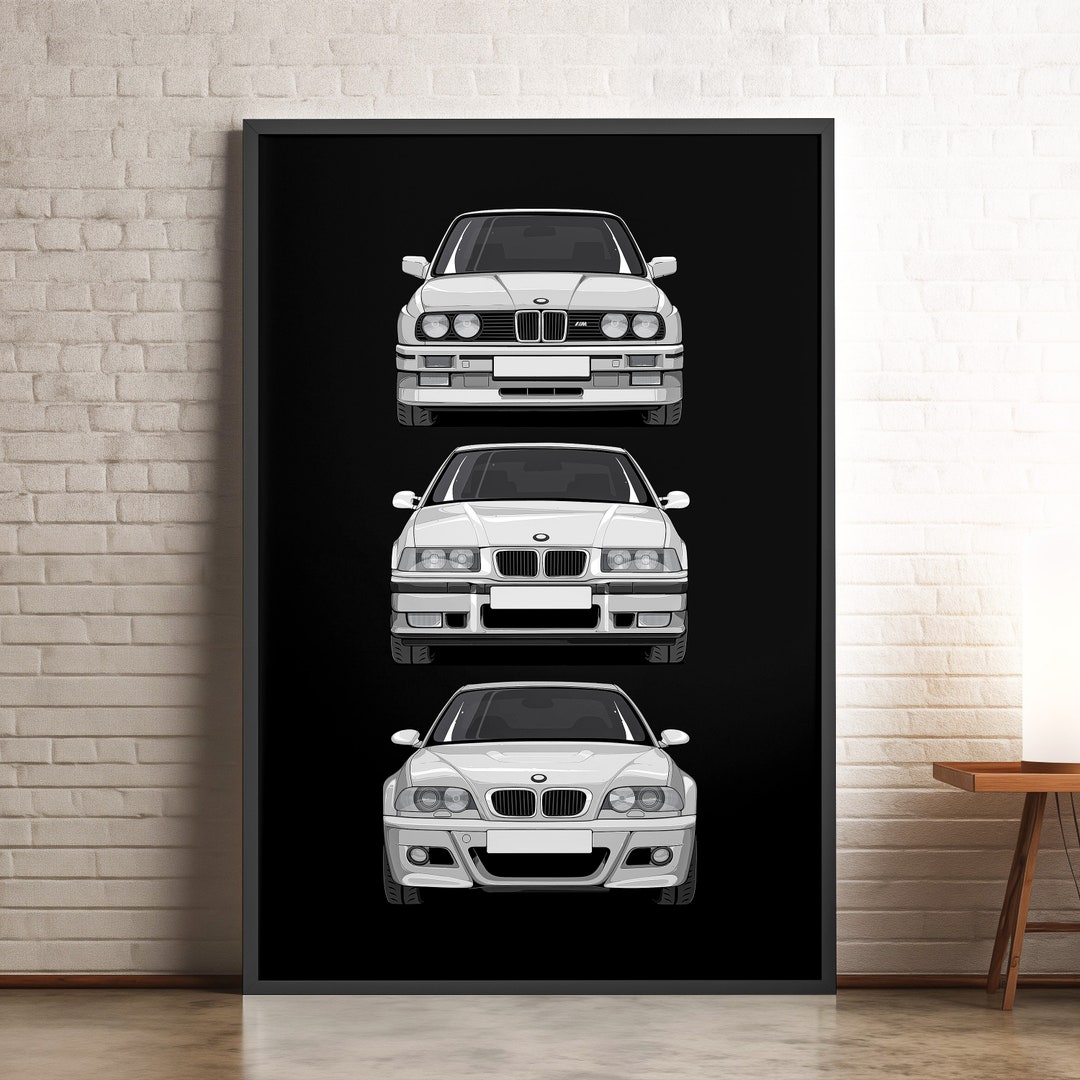 BMW Generations M3 History, E30, E36, E46 Fine Art Print, German Car ...