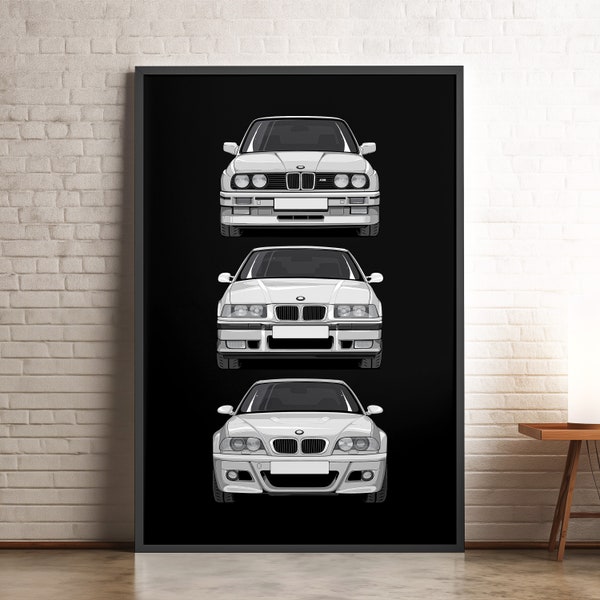 Bmw M3 Generations Inspired Car Poster - Etsy