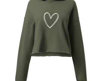 Crop Hoodie gray with a white heart