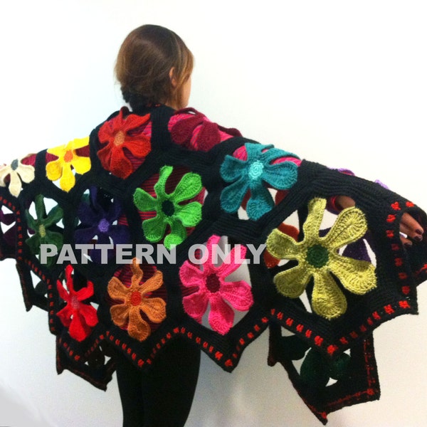 Flower Power Shawl - Crochet Pattern ONLY