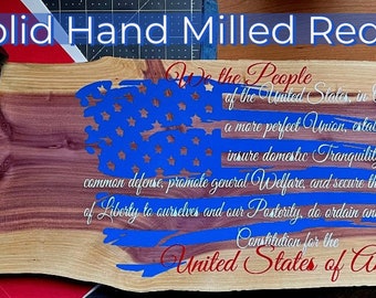 We The People Sign - US Constitution Preamble - Hand Resourced and Milled Solid Real Cedar - Patriotic Sign - Constitution Sign-Gift for Dad