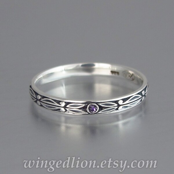 RÉSERVÉ à V. AUGUSTIN bande d’argent avec améthyste et grenats