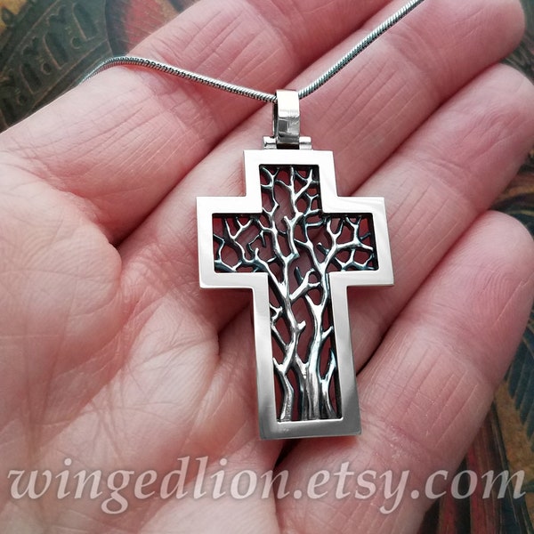 THE REVERED TREE Cross silver pendant Ready to ship
