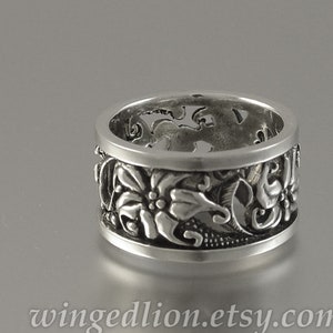 FLORAL Art Nouveau inspired silver band