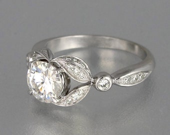 AURORA Engagement Ring in 14K white gold with White Sapphires